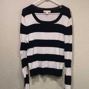 MICHAEL MICHAEL KORS Women’s Blue & White Striped Nautical Stretchy Sweater Sz M